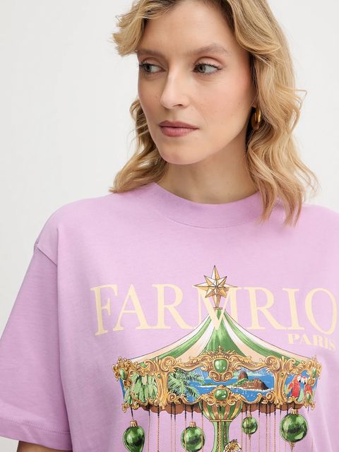 Farm Rio t-shirt bawełniany damski kolor różowy 354549