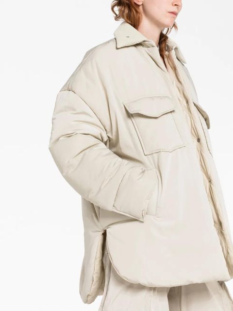 The Attico padded buttoned oversized coat - Neutrals