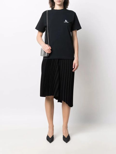 Balenciaga logo embroidered cotton T-shirt - Black - zdjęcie produktu nr 2