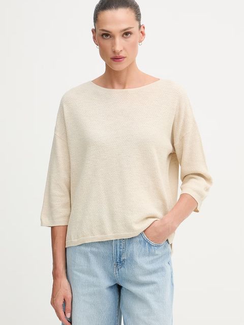 United Colors of Benetton sweter z krótkim rękawem damski z lnem - zdjęcie produktu nr 2