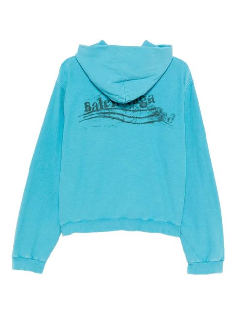 Balenciaga logo-detail cotton hoodie - Blue - zdjęcie produktu nr 2