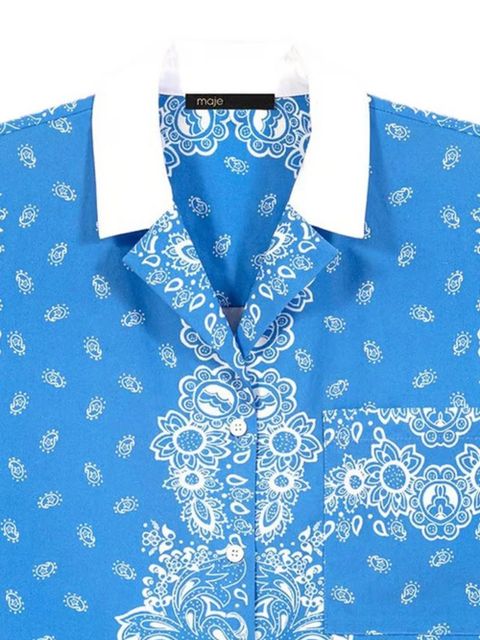 Maje bandana-print notched-collar shirt - Blue - zdjęcie produktu nr 2