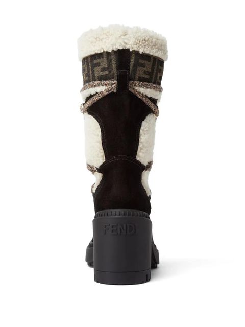 FENDI Apres Chic logo shearling boots - White