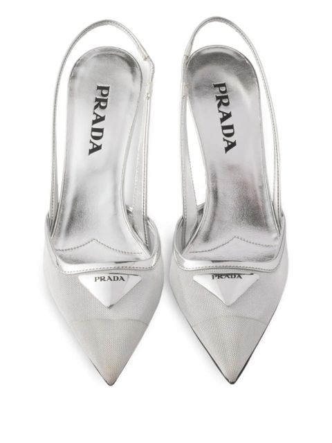 Prada 75mm triangle-logo slingback pumps - White - zdjęcie produktu nr 2