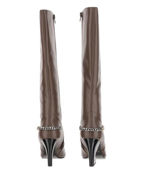 PINKO 90mm chain-embellished boots - Brown