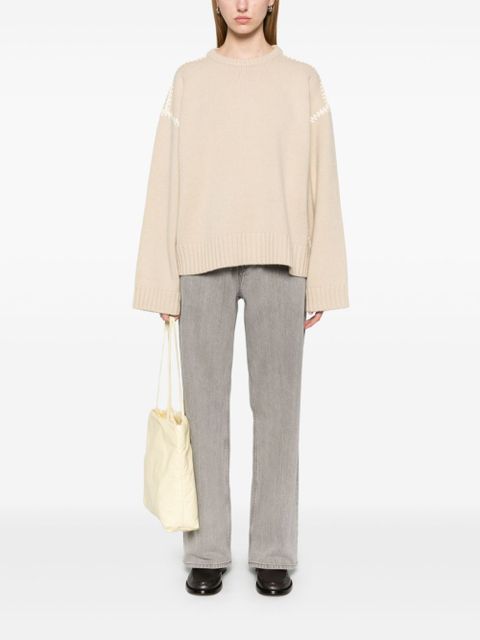 TOTEME embroidered-trim sweater - Neutrals - zdjęcie produktu nr 2