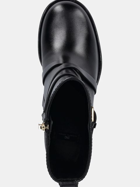 Elisabetta Franchi botki skórzane kolor czarny na słupku SA85B56E2