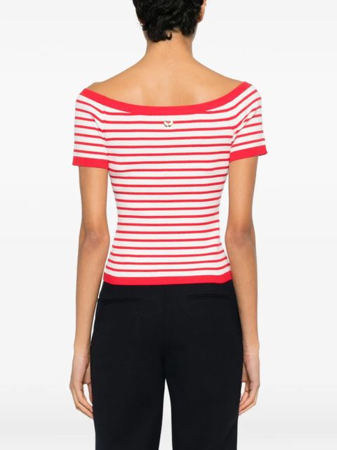 Maje striped boat-neck top - Red