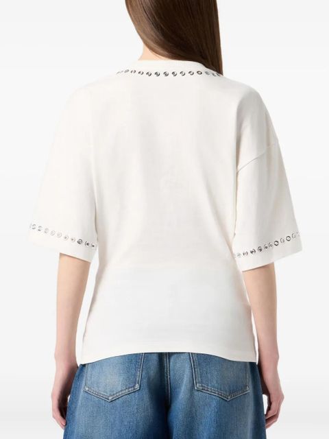 Blumarine embellished eyelet-trimmed T-shirt - White