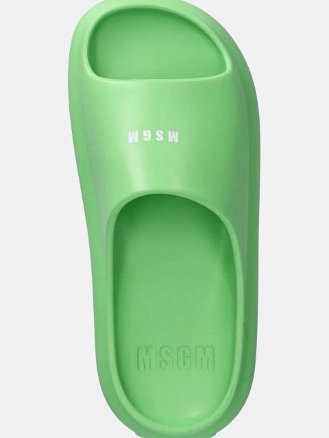 MSGM klapki damskie kolor zielony na platformie 3841MDS206