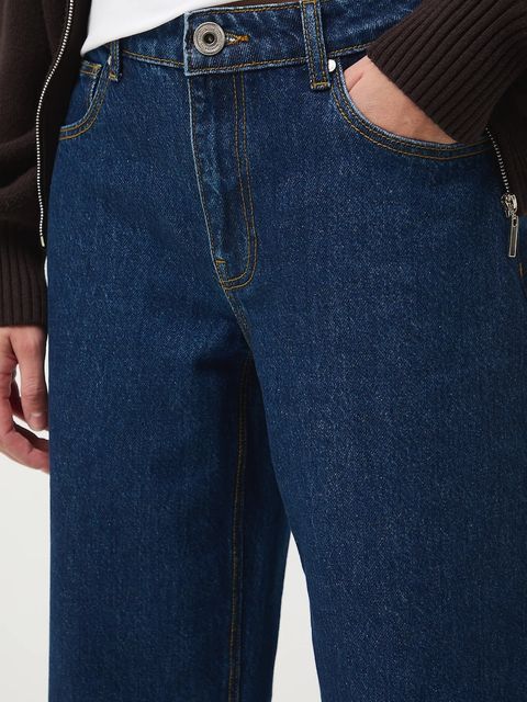 Medicine jeansy bawełniane damskie kolor granatowy