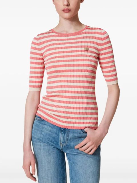 TWINSET Striped short-sleeve T-shirt - White - zdjęcie produktu nr 2