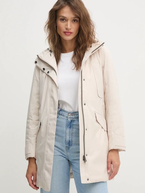 Geox kurtka damska kolor beżowy zimowa W4621B-T3149-F1723