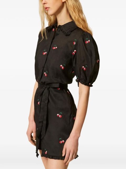 TWINSET embroidered ruffled dress - Black