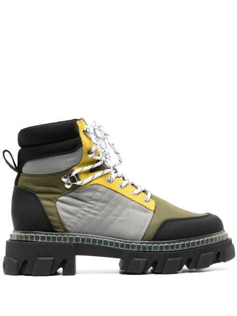 GANNI Cleated lace-up hiking boots - Green - zdjęcie produktu nr 1