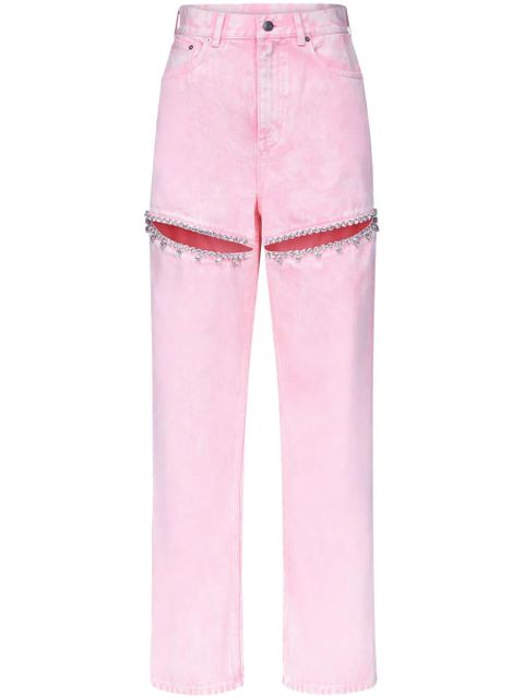 AREA crystal-embellished high-rise straight-leg jeans - Pink - zdjęcie produktu nr 1