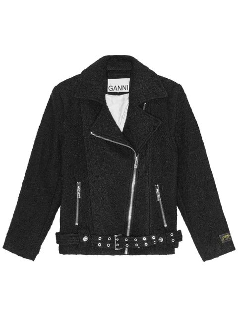 GANNI bouclé biker jacket - Black - zdjęcie produktu nr 1