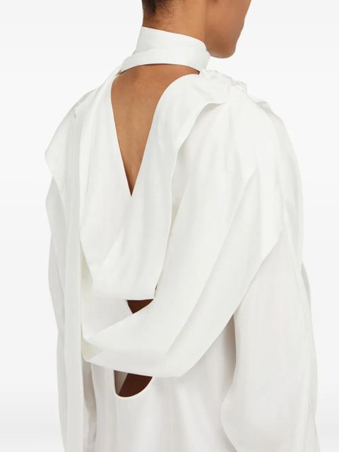 Ferragamo high-neck draped-back mini dress - White - zdjęcie produktu nr 2