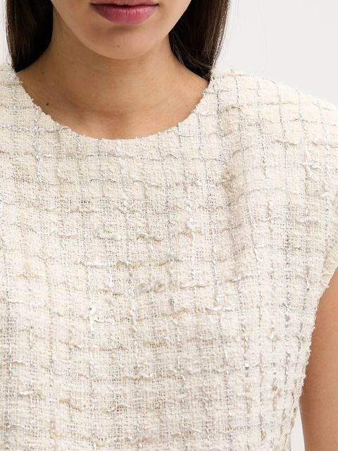 IRO bluzka z domieszką lnu damska kolor beżowy wzorzysta WP16XUNG