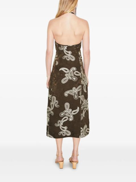 Tory Burch paisley-print halterneck dress - Brown - zdjęcie produktu nr 2