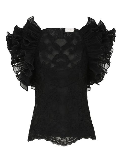 ZIMMERMANN ruffled lace top - Black - zdjęcie produktu nr 1