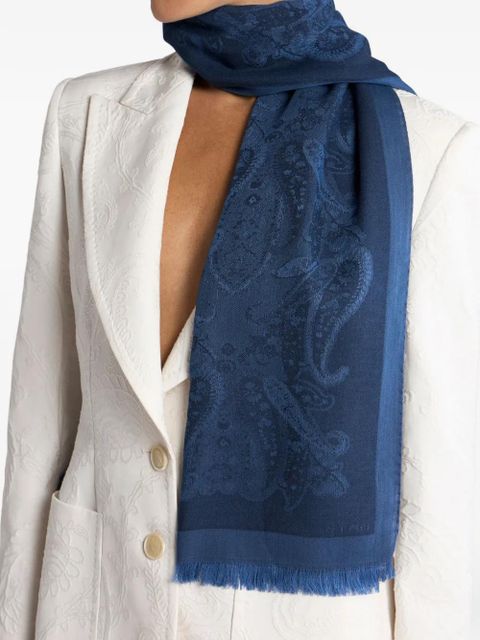 ETRO jacquard paisley-motif scarf - Blue