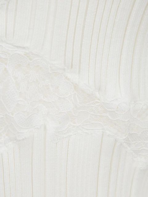 Self-Portrait lace ribbed blouse - White