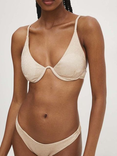 Answear.LAB biustonosz kąpielowy kolor złoty lekko usztywniona miseczka