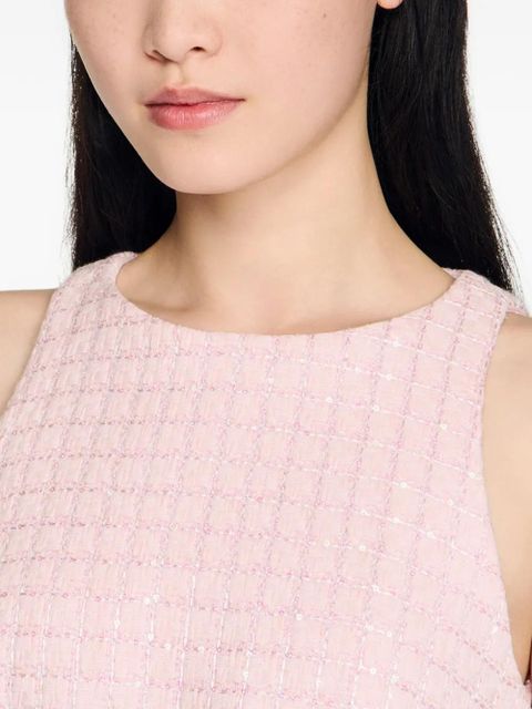 SANDRO tweed-fabric sequin-embellished mini dress - Pink