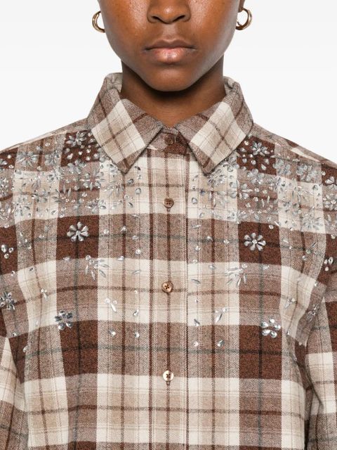 Maje embellished check-pattern shirt - Brown - zdjęcie produktu nr 2