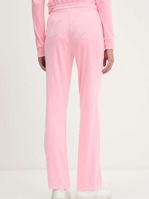 Juicy Couture spodnie dresowe welurowe kolor różowy z aplikacją JCWBJ225307