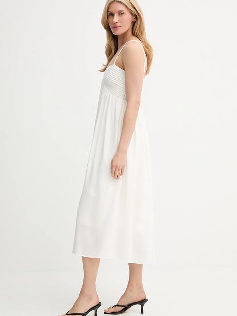 Answear.LAB sukienka kolor biały maxi rozkloszowana