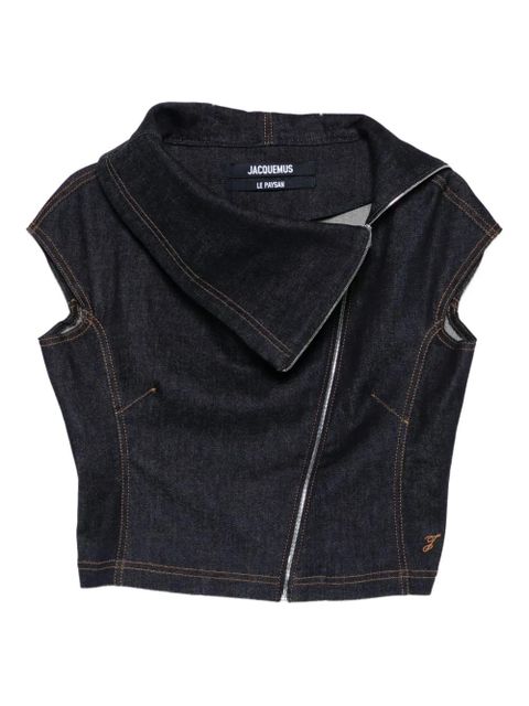 Jacquemus zip-front asymmetrical top - Blue - zdjęcie produktu nr 1