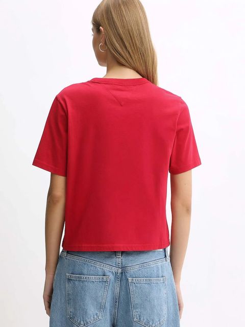 Tommy Jeans t-shirt bawełniany damski kolor bordowy DW0DW22202