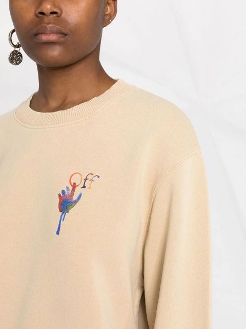 Off-White Draining Man logo-embroidered cotton sweatshirt - Neutrals