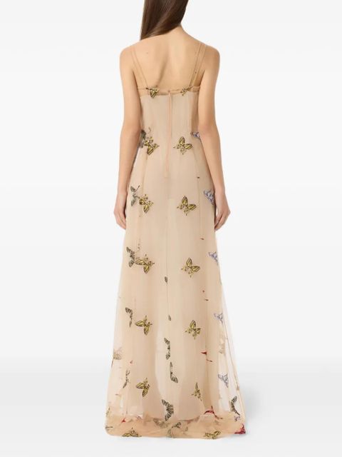 Blumarine embroidered tulle maxi dress - Neutrals