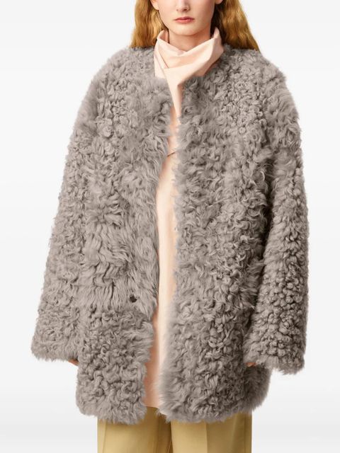 AMI Paris shearling short coat - Grey