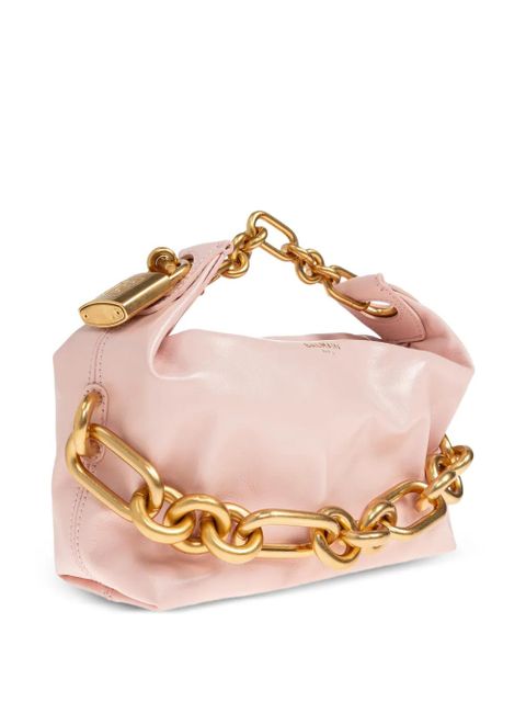Balmain mini Sync chain padlock leather tote bag - Pink