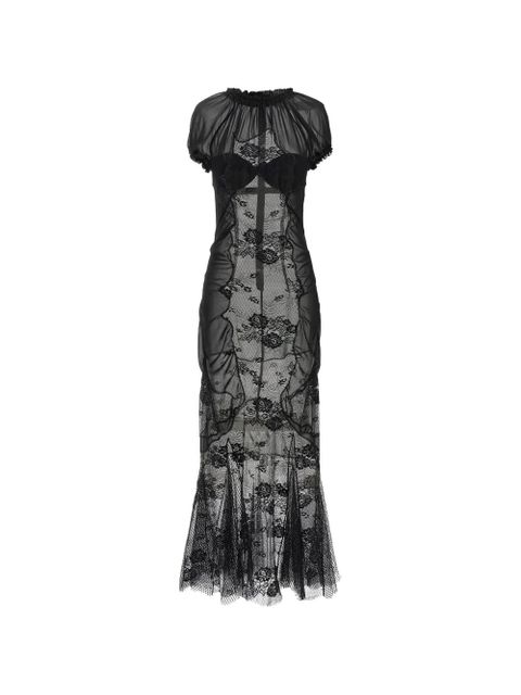 The Attico lace tulle midi dress - Black - zdjęcie produktu nr 1