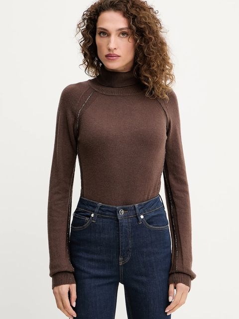 Silvian Heach sweter z domieszką wełny SAM damski kolor brązowy z golfem GPA25244LU - zdjęcie produktu nr 1