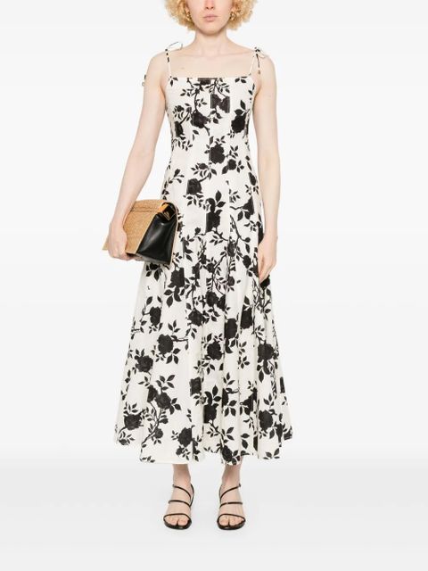 Self-Portrait floral-print midi dress - Neutrals