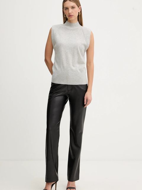 BOSS kamizelka kaszmirowa damski kolor szary lekki z półgolfem 50548506