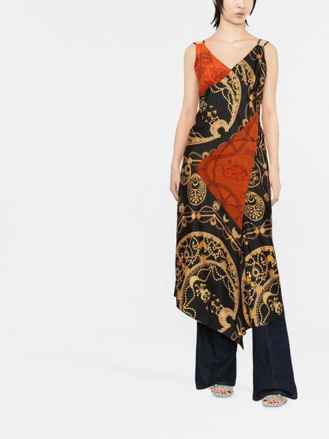 Marine Serre graphic-print silk slip dress - Black - zdjęcie produktu nr 2