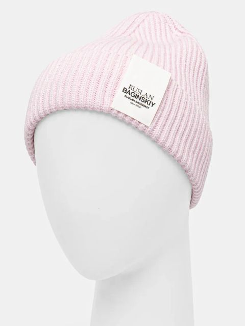 Ruslan Baginskiy czapka z domieszką wełny kolor różowy z grubej dzianiny BN039-VWNE