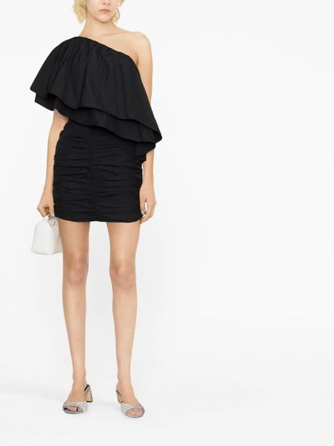 ROTATE BIRGER CHRISTENSEN Taft pleated one-shoulder minidress - Black