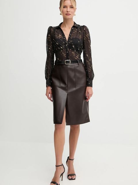 Morgan koszula damska kolor czarny slim z kołnierzykiem klasycznym COOD.F