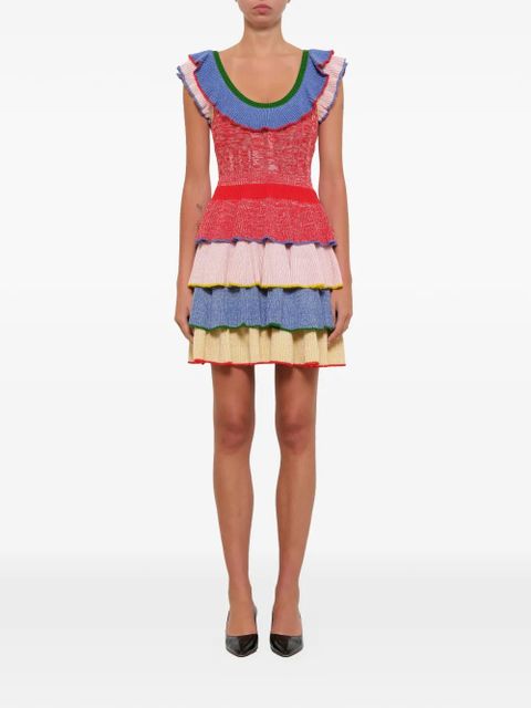 Alexander McQueen knitted tiered mini dress - Multicolour