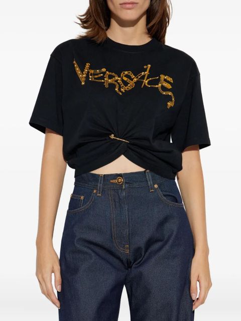 Versace embellished knot-detail T-shirt - Black - zdjęcie produktu nr 2