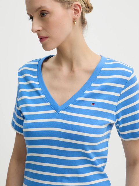 Tommy Hilfiger t-shirt bawełniany damski kolor niebieski WW0WW40584