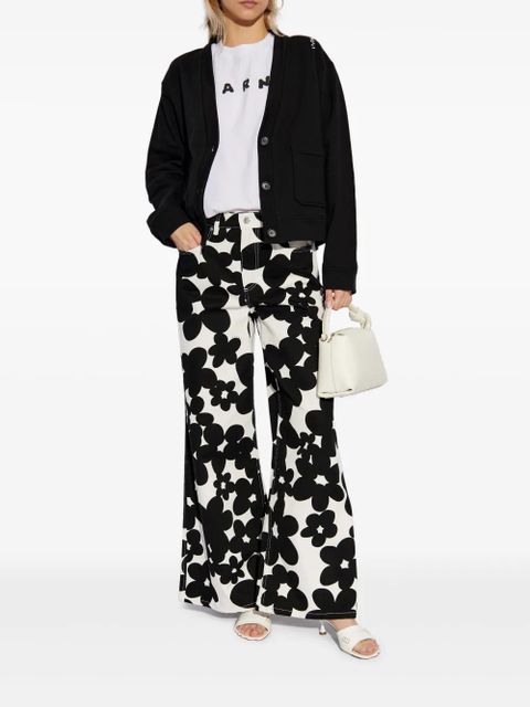 Marni embroidered-logo cardigan - Black